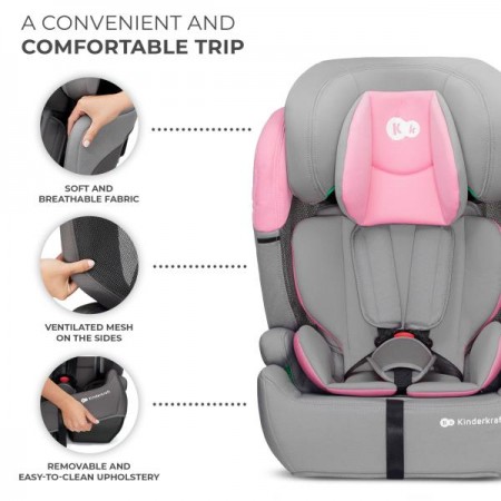 Дитяче автокрісло Kinderkraft Comfort Up i-Size сіро- рожевий KCCOUP02PNK0000