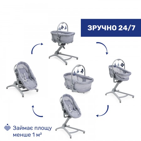 Кроватка-стульчик 5 в 1 Baby Hug Pro арт. 87076.40 цвет Серый