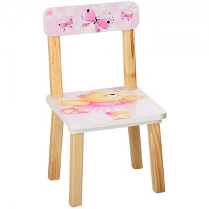 Cтолик 501-23 деревянный, 60-40см, 2 стульчика, розовый, мишка