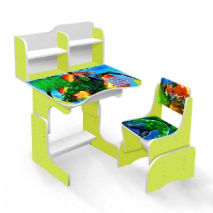  Парта шкільна "Зелений супергерой" ПШ048 1 , ЛДСП, колір салатовий, 69*45 см, + 1 стілець, з пеналом
