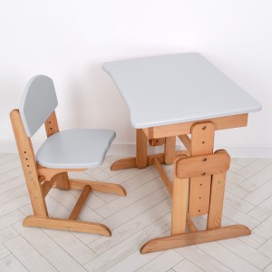 Письменный стол 04-031 со стульчиком, регулируемая, серый