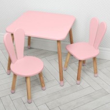 Столик дитячий 04-025R + 1, з двома стільчиками, рожевий