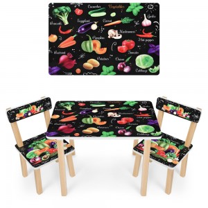 Столик детский 501-112(EN), 2 стульчика, овощи