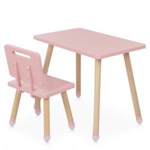 Столик детский M 4256 Square pink ш60-г40-в50, 5см, со стульчиком, ш34, 5-г28-в52см, розовый