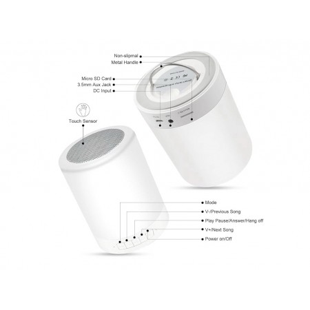 Колонка Bluetooth сенсорная EL-543-33, подсветка LED и будильник Колонка Bluetooth сенсорная EL-543-33, подсветка LED и будильник