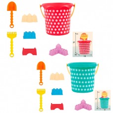 Набор для песочницы BabyToys 8033-34 ведро лопатка грабли 4 формочки