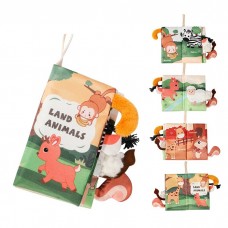 Мяка книга-підвіска BabyToys QBX181A з тваринами та шелестінням Мяка книга-підвіска BabyToys QBX181A з тваринами та шелестінням