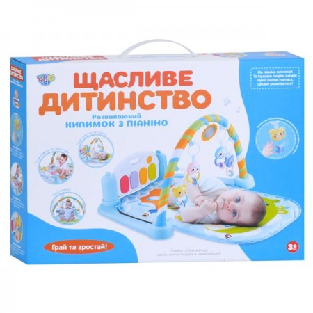 Килимок для немовляти M 5470 AB 72-45см, дуга, підвіски, піаніно, музика, світло, 2 кольори, на батарейках, в коробці Килимок для немовляти M 5470 AB 72-45см, дуга, підвіски, піаніно, музика, світло, 2 кольори, на батарейках, в коробці
