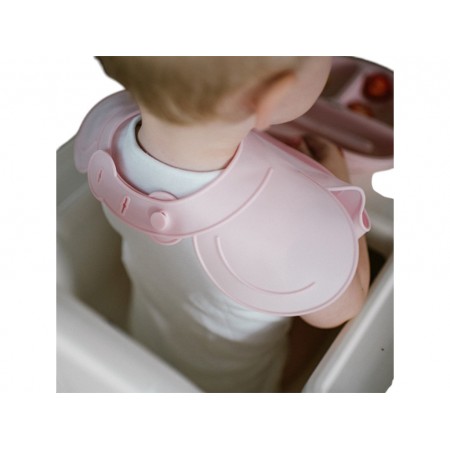 Слюнявчик силиконовый, розовый, 30x28 см, силикон, от 6 мес, 1589/05, BabyOno 1639/02