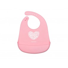 Слюнявчик силиконовый с карманчиком Pastel - розовый Canpol Babies 74/024_pin
