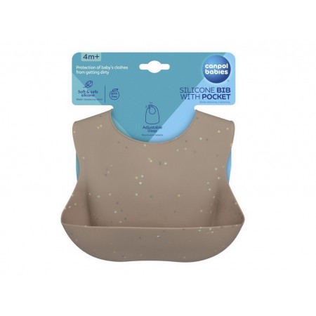 Слинявчик силіконовий з кишенькою DOTS - бежевий Canpol Babies 51/029_bei Слинявчик силіконовий з кишенькою DOTS - бежевий Canpol Babies 51/029_bei