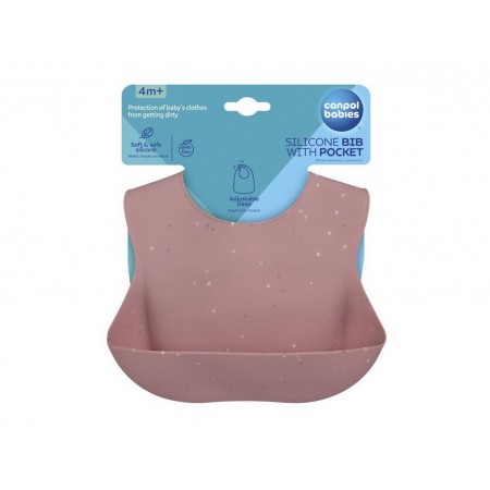 Слюнявчик силиконовый с карманом DOTS - розовый Canpol Babies 51/029_pin Слюнявчик силиконовый с карманом DOTS - розовый Canpol Babies 51/029_pin