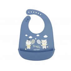 Слюнявчик силиконовый с карманом Bonjour Paris - синий Canpol Babies 74/027_blu