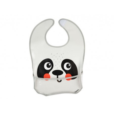 Слюнявчик пластмассовый с кармашком Hello Little - панда, Canpol Babies 9-232_whi