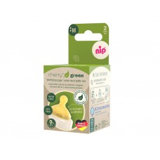 Соска круглая Cherry Green М, латекс, от 0+, средний поток, 2шт, Nip 33043