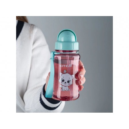 Пляшечка для води з трубочкою Kitty, тритан, 350 мл, рожевий колір, Kite K25-399-2 Пляшечка для води з трубочкою Kitty, тритан, 350 мл, рожевий колір, Kite K25-399-2