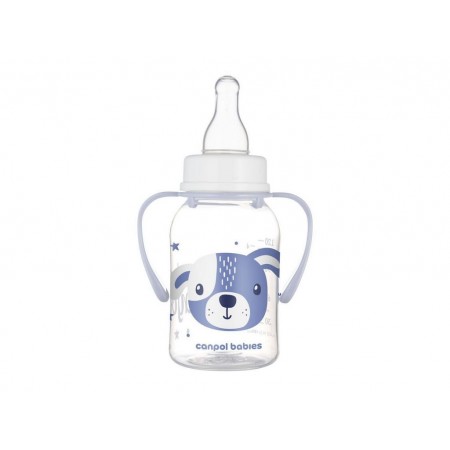 Стандартная бутылочка с ручками 120 мл CUTE ANIMALS – синяя Canpol Babies 11/823_blu Стандартная бутылочка с ручками 120 мл CUTE ANIMALS – синяя Canpol Babies 11/823_blu
