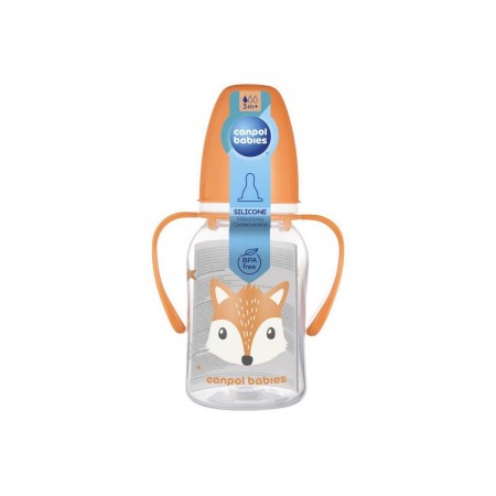 Стандартная бутылочка с ручками 120 мл CUTE ANIMALS – оранжевая Canpol Babies 11/823_ora Стандартная бутылочка с ручками 120 мл CUTE ANIMALS – оранжевая Canpol Babies 11/823_ora