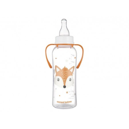 Стандартна пляшечка з ручками 250 мл CUTE ANIMALS - помаранчева Canpol Babies 11/845_ora Стандартна пляшечка з ручками 250 мл CUTE ANIMALS - помаранчева Canpol Babies 11/845_ora