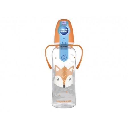 Стандартна пляшечка з ручками 250 мл CUTE ANIMALS - помаранчева Canpol Babies 11/845_ora Стандартна пляшечка з ручками 250 мл CUTE ANIMALS - помаранчева Canpol Babies 11/845_ora