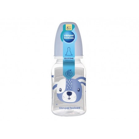 Стандартная бутылочка 120 мл CUTE ANIMALS – синяя Canpol Babies 11/851_blu Стандартная бутылочка 120 мл CUTE ANIMALS – синяя Canpol Babies 11/851_blu