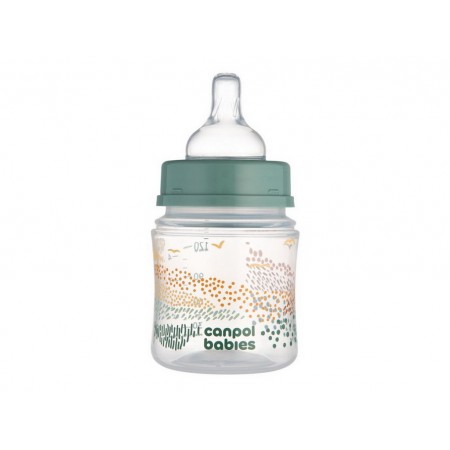Бутылка антиколиковая с широким отверстием 120 мл Easystart MOUNTAINS – зеленая Canpol Babies 35/24 35-242_gre Бутылка антиколиковая с широким отверстием 120 мл Easystart MOUNTAINS – зеленая Canpol Babies 35/24 35-242_gre