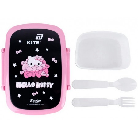 Ланчбокс з мініконтейнером та столовими приладами Kite Hello Kitty HK26-163-1, 750 мл Ланчбокс з мініконтейнером та столовими приладами Kite Hello Kitty HK26-163-1, 750 мл
