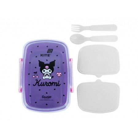 Ланчбокс с контейнерами и столовыми приборами Kite Kuromi, HK26-181-2, 750 мл
