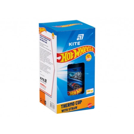 Термочашка з трубочкою 350 мл Hot Wheels Kite HW25-1263 Термочашка з трубочкою 350 мл Hot Wheels Kite HW25-1263