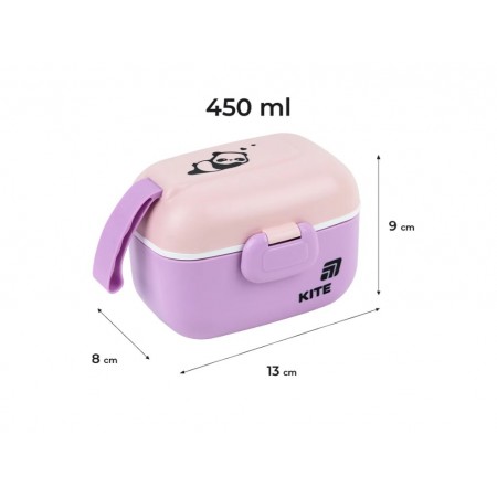 Ланчбокс Kite K25-1185-1, 450 мл, з мініконтейнером і ложкою, фіолетовий, Kite