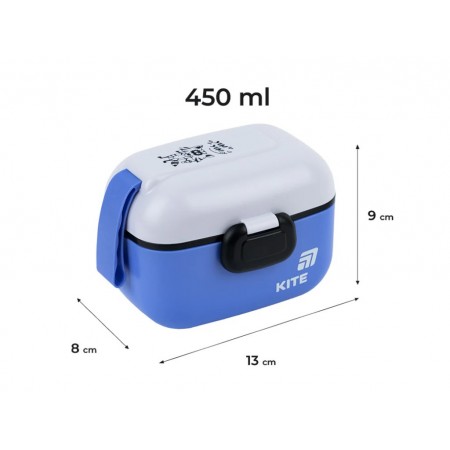 Ланчбокс Kite K25-1185-2, 450 мл, з мініконтейнером і ложкою, синій, Kite Ланчбокс Kite K25-1185-2, 450 мл, з мініконтейнером і ложкою, синій, Kite