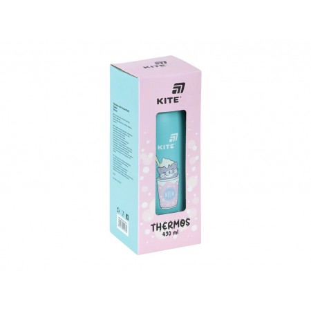 Термос з кнопкою Kite K25-1221-1 430 мл бірюзовий, з поїльником, Kite Термос з кнопкою Kite K25-1221-1 430 мл бірюзовий, з поїльником, Kite