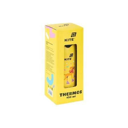 Термос з кнопкою Kite K25-1221-2 430 мл жовтий, з поїльником, Kite Термос з кнопкою Kite K25-1221-2 430 мл жовтий, з поїльником, Kite