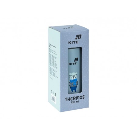 Термос с кнопкой Kite K25-1221-3 430 мл серый, с поильником, Kite Термос с кнопкой Kite K25-1221-3 430 мл серый, с поильником, Kite