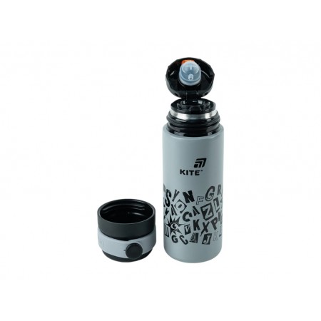 Термос Kite K25-1222-2 500 мл серый, с крышкой-чашкой и поильником, Kite