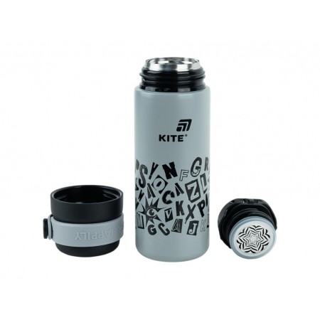 Термос Kite K25-1222-2 500 мл серый, с крышкой-чашкой и поильником, Kite