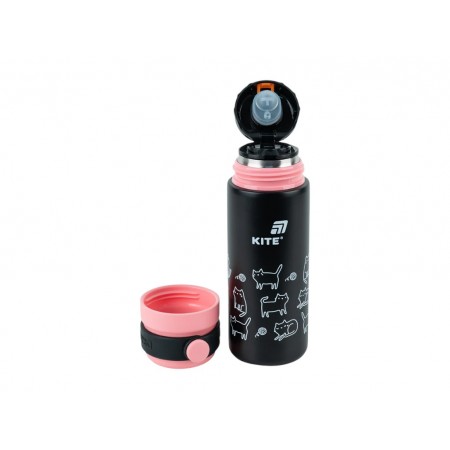 Термос Kite K25-1222-3 500 мл чорний, з поїльником, із кришкою-чашкою, Kite