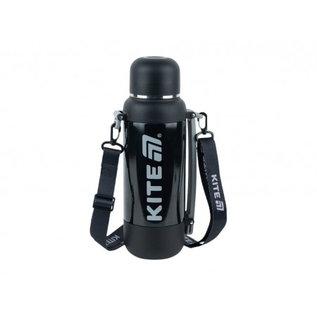 Термос з чашкою Kite K25-1225-1 1200 мл чорний, з ремінцем, Kite Термос з чашкою Kite K25-1225-1 1200 мл чорний, з ремінцем, Kite