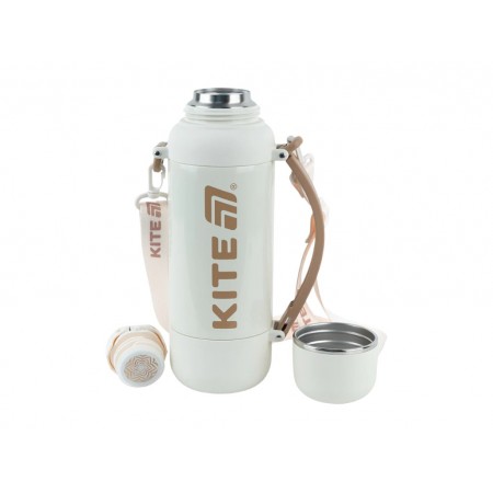 Термос с чашкой Kite K25-1225-2 1200 мл бежевый, с ремешком, Kite