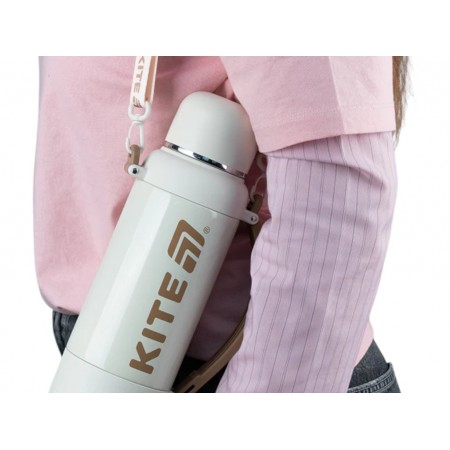 Термос с чашкой Kite K25-1225-2 1200 мл бежевый, с ремешком, Kite
