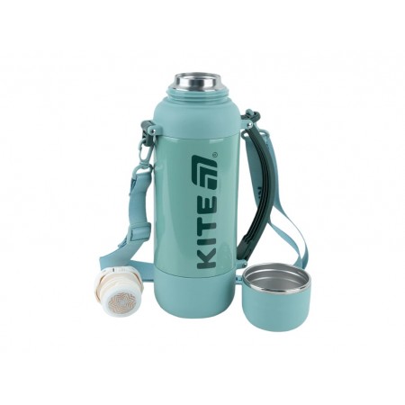 Термос с чашкой Kite K25-1225-3 1200 мл зеленый, с ремешком, Kite Термос с чашкой Kite K25-1225-3 1200 мл зеленый, с ремешком, Kite