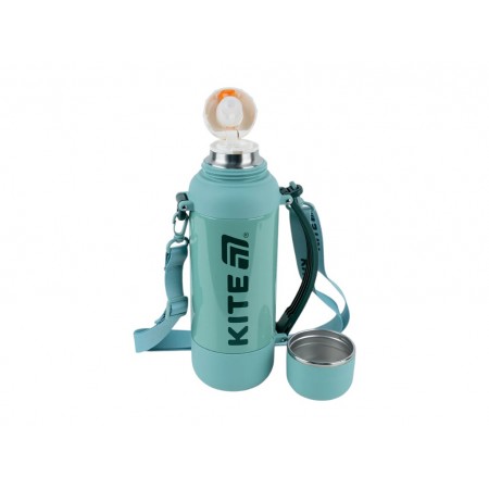 Термос с чашкой Kite K25-1225-3 1200 мл зеленый, с ремешком, Kite Термос с чашкой Kite K25-1225-3 1200 мл зеленый, с ремешком, Kite