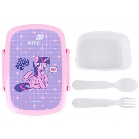 Ланчбокс с миниконтейнером и столовыми приборами Kite My Little Pony LP26-163, 750 мл Ланчбокс с миниконтейнером и столовыми приборами Kite My Little Pony LP26-163, 750 мл
