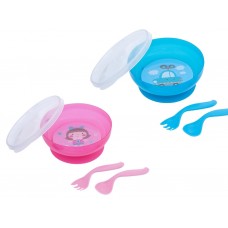 Тарелка с крышкой+ложка+вилка Canpol Babies 21/300