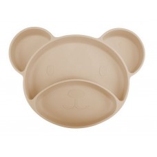 Тарелка силиконовая на присоске с тремя отделами Мишка – бежевая Canpol Babies 51/401_bei
