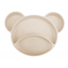 Тарелка силиконовая на присоске с тремя отделами Мишка – кремовая Canpol Babies 51/401_creme