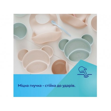 Тарелка силиконовая на присоске с тремя отделами Мишка – зеленая Canpol Babies 51/401_gre Тарелка силиконовая на присоске с тремя отделами Мишка – зеленая Canpol Babies 51/401_gre