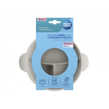Мисочка силіконова на присосці з секціями DOTS - сіра Canpol Babies 51/403_grey Мисочка силіконова на присосці з секціями DOTS - сіра Canpol Babies 51/403_grey