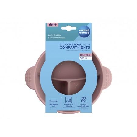 Мисочка силиконовая на присоске с секциями DOTS – розовая Canpol Babies 51/403_pin Мисочка силиконовая на присоске с секциями DOTS – розовая Canpol Babies 51/403_pin