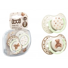 Пустышка силиконовая динамическая 0-6 месяцев 2 шт Teddy Love, LOVI 22/935